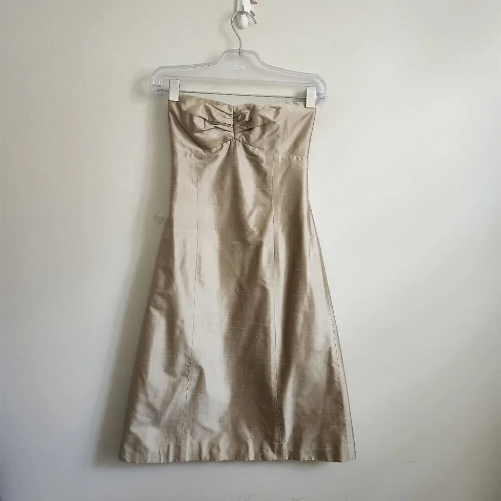 JENNY YOO | silk dress strapless Champagne Gold sz 0 - Picture 3 of 7